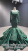 Green Square Collar Long Sleeve Mermaid Bridal Gown Green Square Collar Long Sleeve Mermaid Bridal Gown