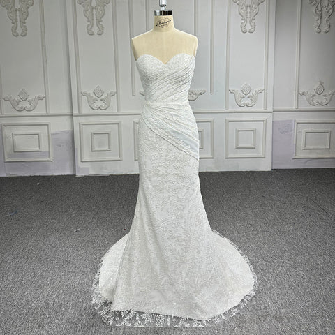 Classic Ruffle Mermaid Wedding Dress With Detachable Train