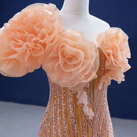 Luxury Mermaid Lace Up Sleeveless Flowers Backless Bridal Gown