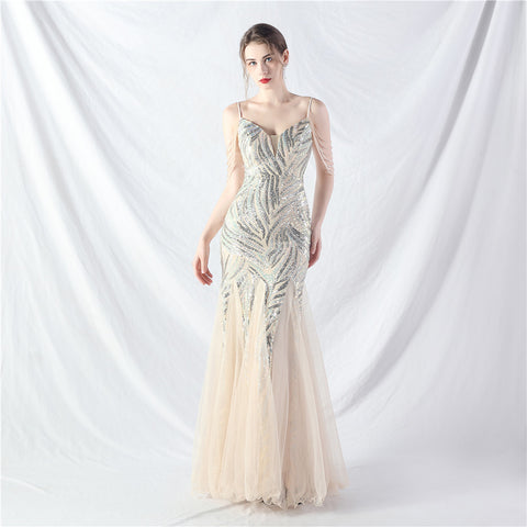 The Luna Beaded Off Shoulder Gown