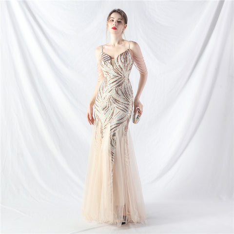 The Luna Beaded Off Shoulder Gown