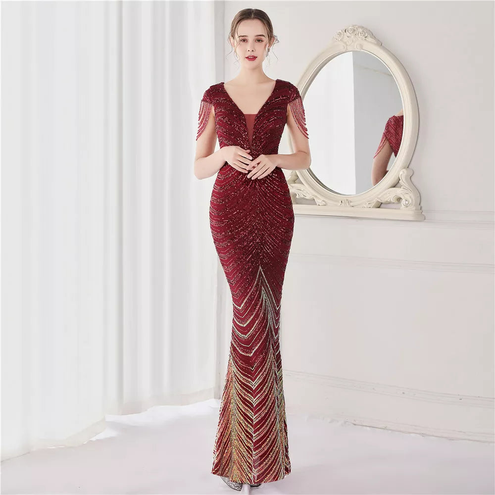 Marina sequin lace 2025 bell sleeve short dress