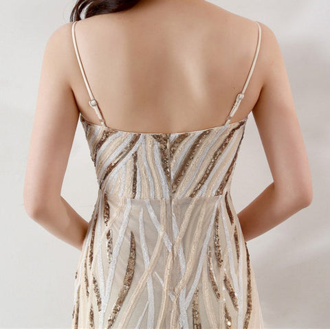 The Sienna Striped sequin gown