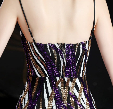 The Sienna Striped sequin gown